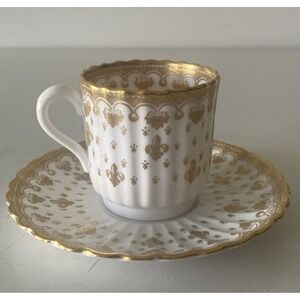 Fleur de lys Spode Gold Espresso Demitasse Cup and Saucer